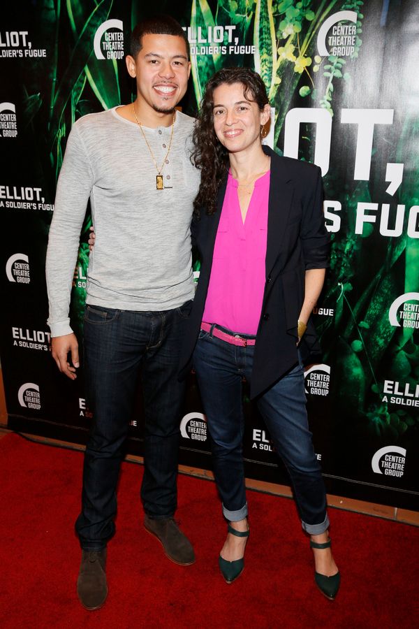 Elliot Ruiz and playwright Quiara AlegrÃ­a Hudes attend the opening night performan Photo