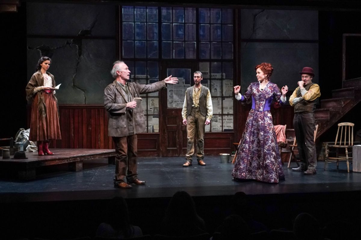 Hannah Ruwe (Elsa), R. Hamilton Wright (Per), Christopher McLinden (Henning), Kirsten Potter (Helga), and Allen Fitzpatrick (Pekka) in Seattle Repertory Theatreâ€™s Ibsen in Chicago. Photo by Alan Alabastro. at 