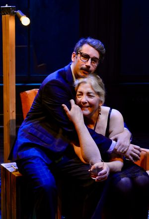 Andrew Pastides as Walter 1 and Carla Spindt as Maggie 2 in REEL TO REEL at Magic The Photo