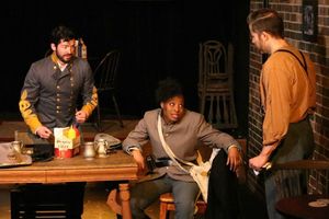 David Coupe (Cal), Stephanie Mattos (Leah), and Eric Lindahl (Tom) @ BroadwayWorld David Coupe (Cal), Stephanie Mattos (Leah), and Eric Lindahl (Tom) Photo