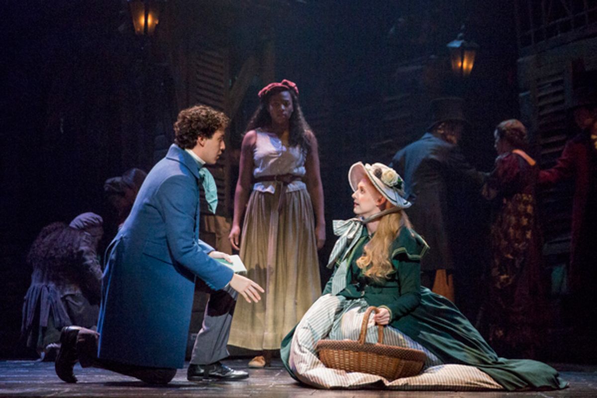 (From L) Joshua Grosso as â€˜Marius,â€™ Phoenix Best as â€˜Ã‰ponineâ€™ and Jillian Butler as â€˜Cosetteâ€™ in the national tour of LES MISÃ‰RABLES. Photo by Matthew Murphy. at 