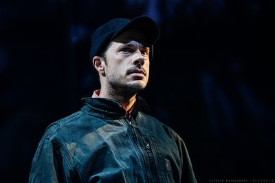 L-R: Ryan Tresser as The Gravedigger in "Kodachrome" at The Armory.

 Photo