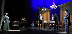 The Maltz Jupiter Theatre’s sold out production of the psychological thriller An Inspector Calls is onstage through February 18. Pictured are Elizabeth Dimon, Jeffrey Burton, Sharon Taylor, Rob Donohoe, Cliff Burgess, Jeremy Webb and James Andreassi. Ph @ BroadwayWorld The Maltz Jupiter Theatre’s sold out production of the psychological thriller Photo