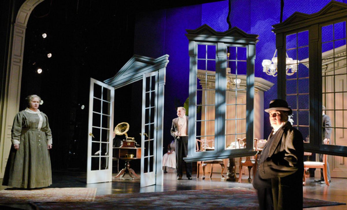 The Maltz Jupiter Theatreâ€™s sold out production of the psychological thriller An Inspector Calls is onstage through February 18. Pictured are Elizabeth Dimon, Rob Donohoe and James Andreassi. Photo by Alicia Donelan. at 
