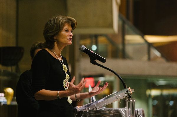 Senator Lisa Murkowski speaks after receiving the American Voice Award Photo