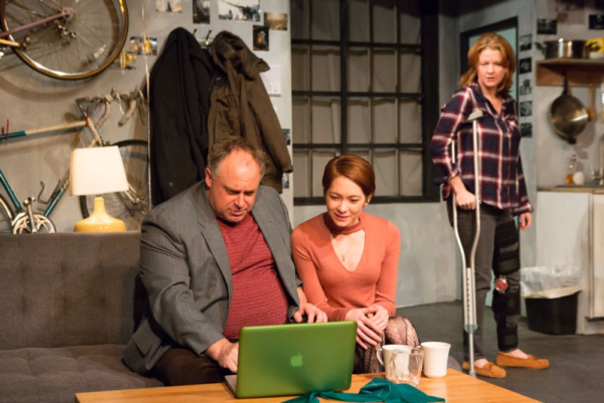 Ross DeGraw, Assol Abdullina, and Nancy Nagrant in TIME STANDS STILL. Photo by Hunter Canning

 at 