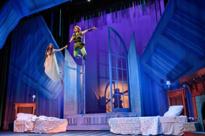 Peter (Hope Valls) takes Jane (Caroline McPherson) to Neverland in the epilogue. Photo