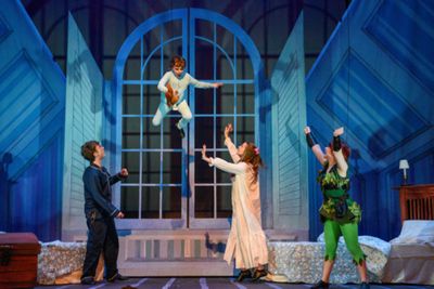 Peter (Hope Valls) teaches John (Fritz Van Winkle), Michael (Rodes Cole), and Wendy ( Photo