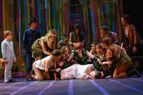 Peter (Hope Valls) and the Lost Boys try to decide what to do with Wendy (Madison Tho Photo
