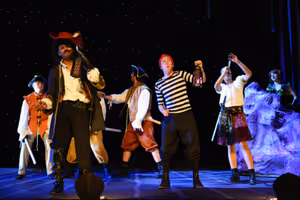 Hook (McLeod Buckham-White) and Smee (Joe Sear) try to figure out what spirit haunts the lagoon. @ BroadwayWorld Hook (McLeod Buckham-White) and Smee (Joe Sear) try to figure out what spirit haunts Photo