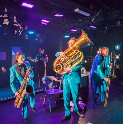Jessica Lurie (baritone sax), Tom Nelis (as Aiden Grey), Sam Kulik (tuba), Peter Zumm Photo