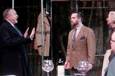 Jim Salners as Peter Stockmann, Andrew Love as Hovstad, Christianne Mays as Mrs. Stoc Photo