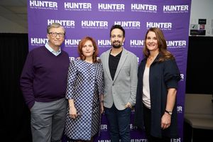 (from left to right) Bill Gates; Hunter College President Jennifer Raab; Lin-Manuel Miranda; and Melinda Gates @ BroadwayWorld (from left to right) Bill Gates; Hunter College President Jennifer Raab; Lin-Manuel M Photo