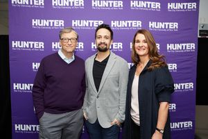 (from left to right) Bill Gates; Lin-Manuel Miranda; Melinda Gates Photo