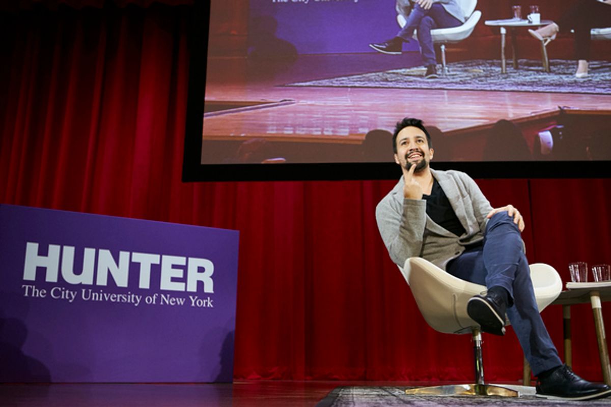 Hunter alum Lin-Manuel Miranda joins Bill and Melinda Gates for a conversation at Hunter College. at 