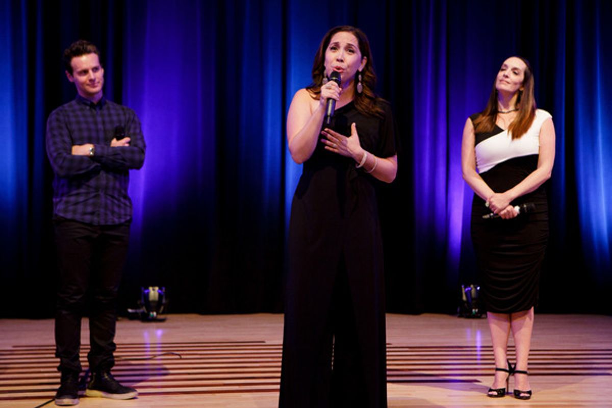 Jonathan Groff, Julia Murney, Andrea Burns at 