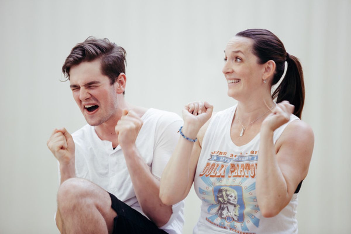 Jonathan Groff, Julia Murney, Andrea Burns at 