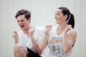 Jonathan Groff, Julia Murney, Andrea Burns Photo