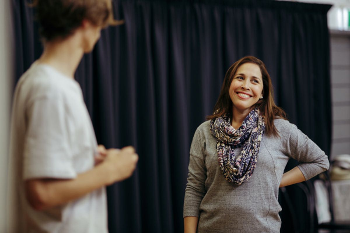 Jonathan Groff, Julia Murney, Andrea Burns at 