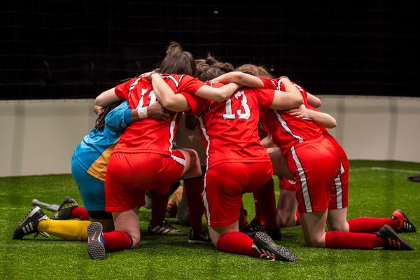 The cast of The Wolves by Sarah DeLappe, directed by Vanessa Stalling at Goodman Thea Photo