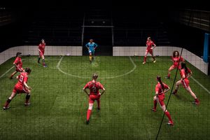 The cast of The Wolves by Sarah DeLappe, directed by Vanessa Stalling at Goodman Thea Photo