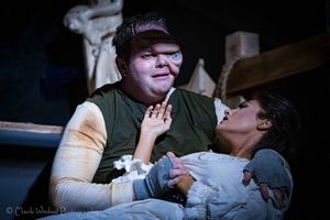 Zach Gibson as Quasimodo, Rachelle Kates as Esmeralda
@ BroadwayWorld Zach Gibson as Quasimodo, Rachelle Kates as Esmeralda
Photo