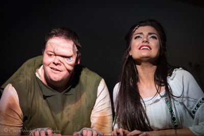 Zach Gibson as Quasimodo, Rachelle Kates as Esmeralda 
 Photo