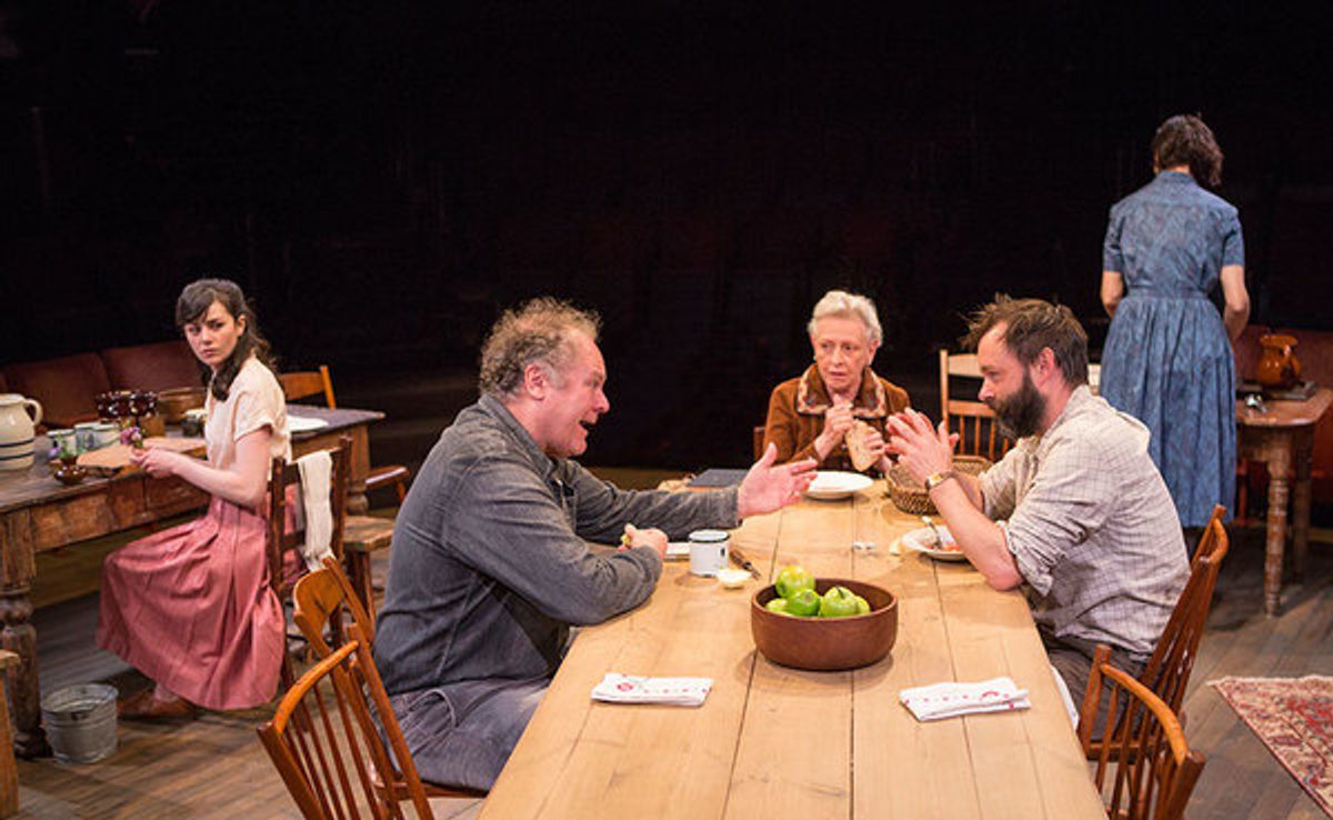 (from left) Celeste Arias as ElÃ©na, Jay O. Sanders as VÃ¡nya, Roberta Maxwell as MÃ¡rya, Jesse Pennington, and Yvonne Woods as SÃ³nya in Uncle Vanya, translated by Richard Pevear and Larissa Volokhonsky, directed and translated by Richard Nelson, running at 