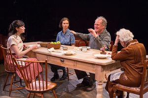 (from left) Celeste Arias as Eléna, Yvonne Woods as Sónya, Jay O. Sanders as Ványa, and Roberta Maxwell as Márya in Uncle Vanya, translated by Richard Pevear and Larissa Volokhonsky, directed and translated by Richard Nelson, running February 10 – M @ BroadwayWorld (from left) Celeste Arias as Eléna, Yvonne Woods as Sónya, Jay O. Sanders as V¿ Photo
