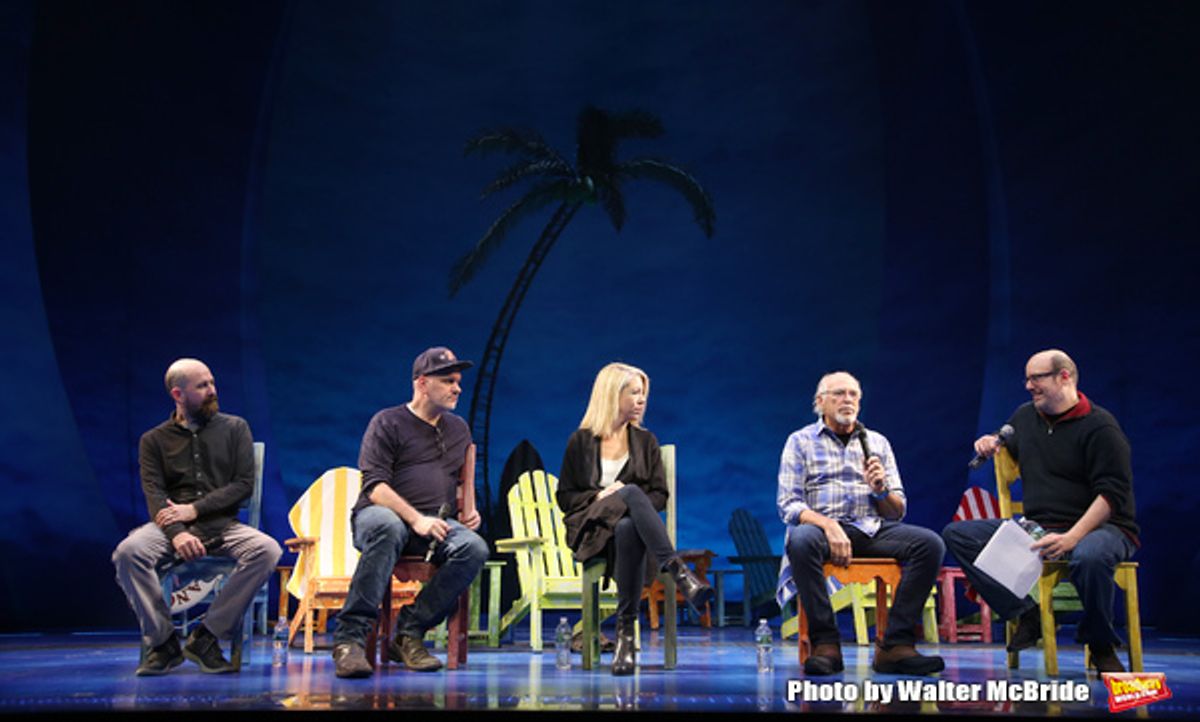 Greg Garcia, Mike Oâ€™Malley, Kelly Devine, Jimmy Buffett and Christopher Ashley at 