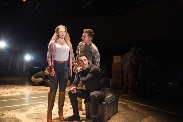 Rebecca Gibel as Desdemona, Charlie Thurston as Cassio, and Stephen Thorne as Iago Photo