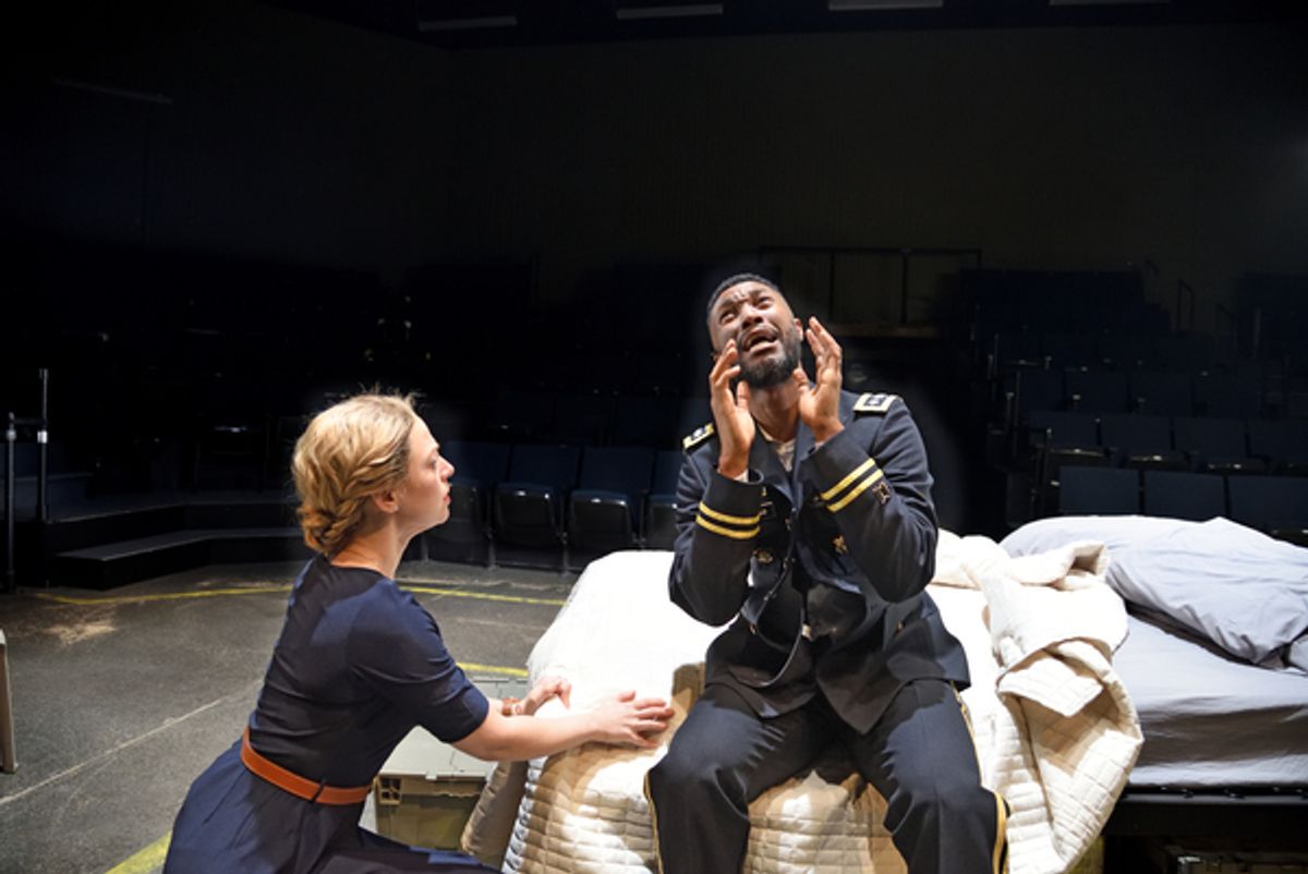 Rebecca Gibel as Desdemona and Jude Sandy as Othello at 