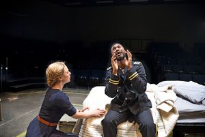 Rebecca Gibel as Desdemona and Jude Sandy as Othello Photo