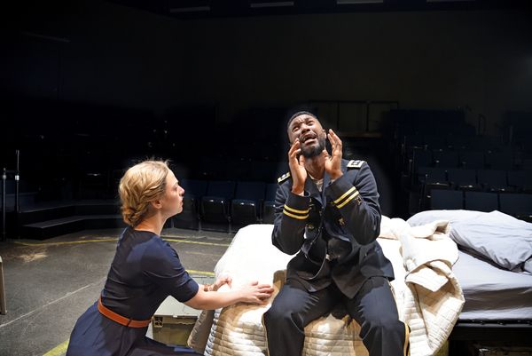 Rebecca Gibel as Desdemona and Jude Sandy as Othello Photo