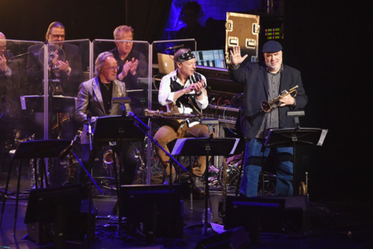 World premier jazz fusion trumpet player, Randy Brecker, performs with the ManDoki Soulmates at the Beacon Theatre in NYC (Jan. 29, 2018) at 