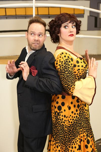 Aaron Allen as Moonface Martin, and Sarah Gene Dowling as Bonnie Letour, in New Line  Photo