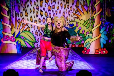 Rachael Stratton as Mowgli and Saul Boyer as Baloo Photo