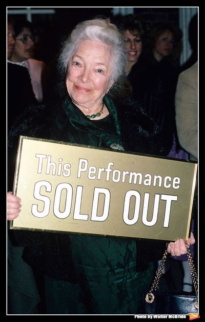 Helen Hayes pictured at the Helen Hayes Theatre in New York City on May 1, 1988.  Photo