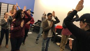 Actors Connection Kids & Teens learn part of the opening number from SpongeBob Square Photo
