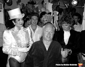 Ann Miller and Mickey Rooney with his wife Jan Chamberlain backstage after a Performance in 'Sugar Babies' at the Mark Hellinger Theatre, New York City. June 1980 @ BroadwayWorld Ann Miller and Mickey Rooney with his wife Jan Chamberlain backstage after a Performa Photo