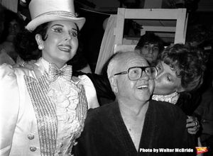Ann Miller and Mickey Rooney with his wife Jan Chamberlain backstage after a Performance in 'Sugar Babies' at the Mark Hellinger Theatre, New York City. June 1980 @ BroadwayWorld Ann Miller and Mickey Rooney with his wife Jan Chamberlain backstage after a Performa Photo