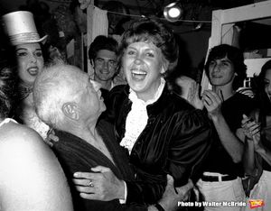 Ann Miller and Mickey Rooney with his wife Jan Chamberlain backstage after a Performance in 'Sugar Babies' at the Mark Hellinger Theatre, New York City. June 1980 @ BroadwayWorld Ann Miller and Mickey Rooney with his wife Jan Chamberlain backstage after a Performa Photo