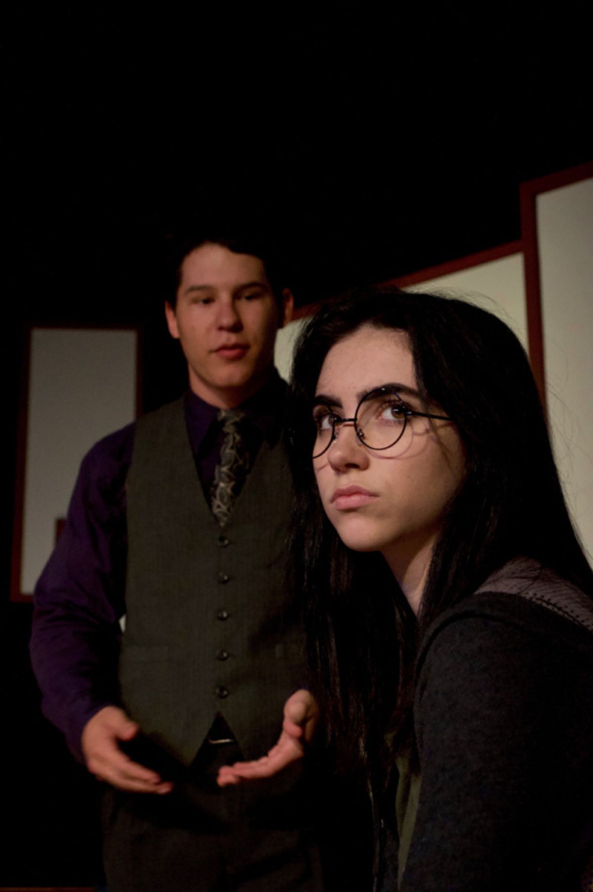 Brett Small (Dan Christopher) and Drew MacCallum (Emily Book) in Limelight Performing Arts' production of The Sparrow. Opening Friday, February 23. 

Photo credit: Rob Padjen at THE SPARROW Soars To The Stage At Studio 3 Performing Arts