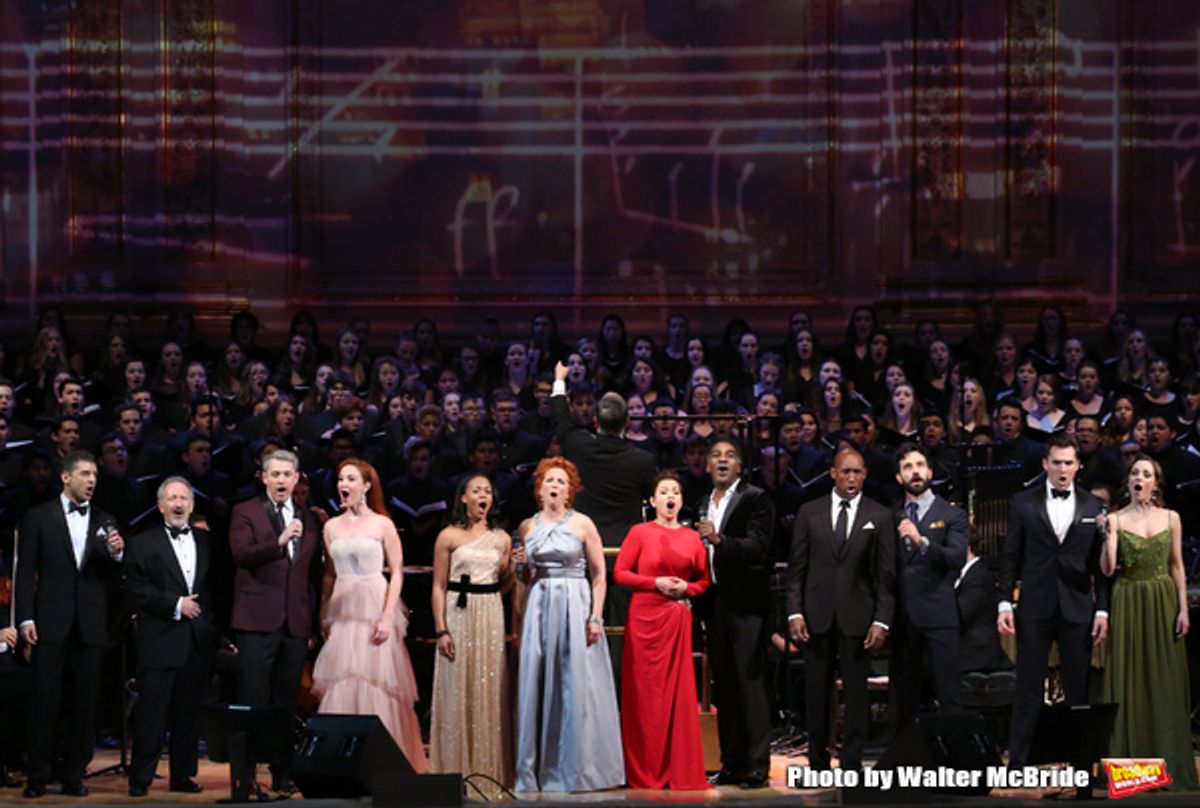 Tony Yazbeck, Allan Corduner, Michael Arden, Sierra Boggess, Nikki Rene Daniels, Carolee Carmello, Lea Salonga, Norm Lewis, Quentin Earl Darrington, Ramin Karimloo, Ryan Silverman and Laura Osnes at 