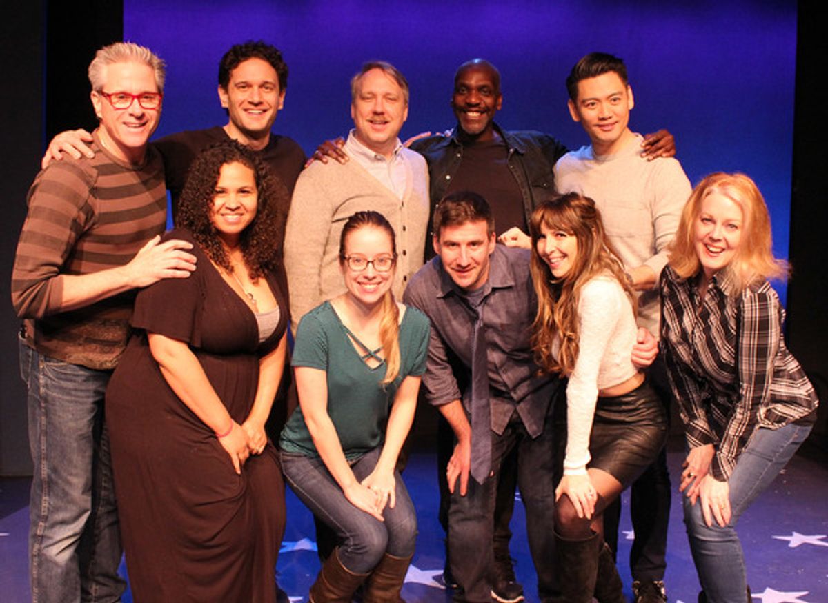 The Cast â€“ (top row) David Engel, Eric William Morris, Kilty Reidy, Gerry McIntrye, Karl Josef Co;  (bottom row) Kathryn McCreary, Alyse Alan Louis, David Josefsberg, Gina Milo, Beth Glover. at 