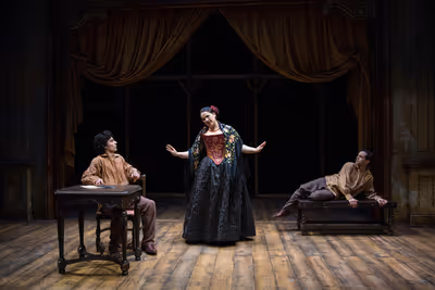 Bradley James Tejeda (Manuel), Elizabeth Ramos (Camila Perichole), and Zachary Infant Photo