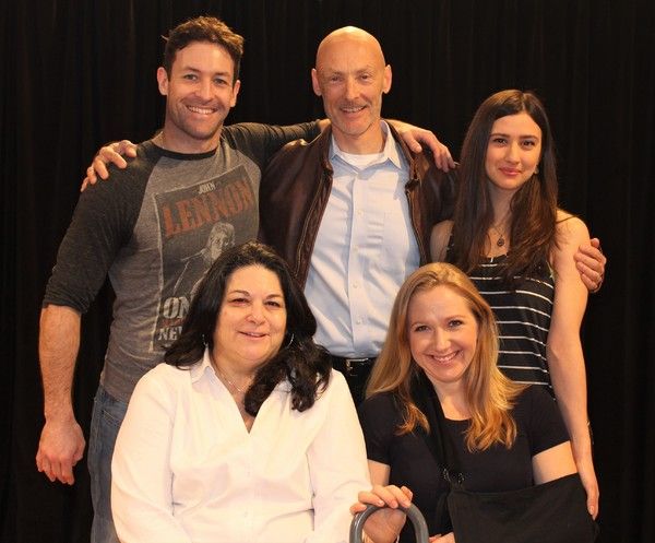 The cast of Time Stands Still in rehearsal. Timothy Weinert, Malcolm Stephenson, Conn Photo