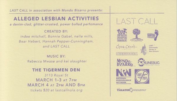 Photo Flash: Last Call: Queer Histories/ Queer Futures presents ALLEGED LESBIAN ACTIVITIES: Tour Kick Off  Image
