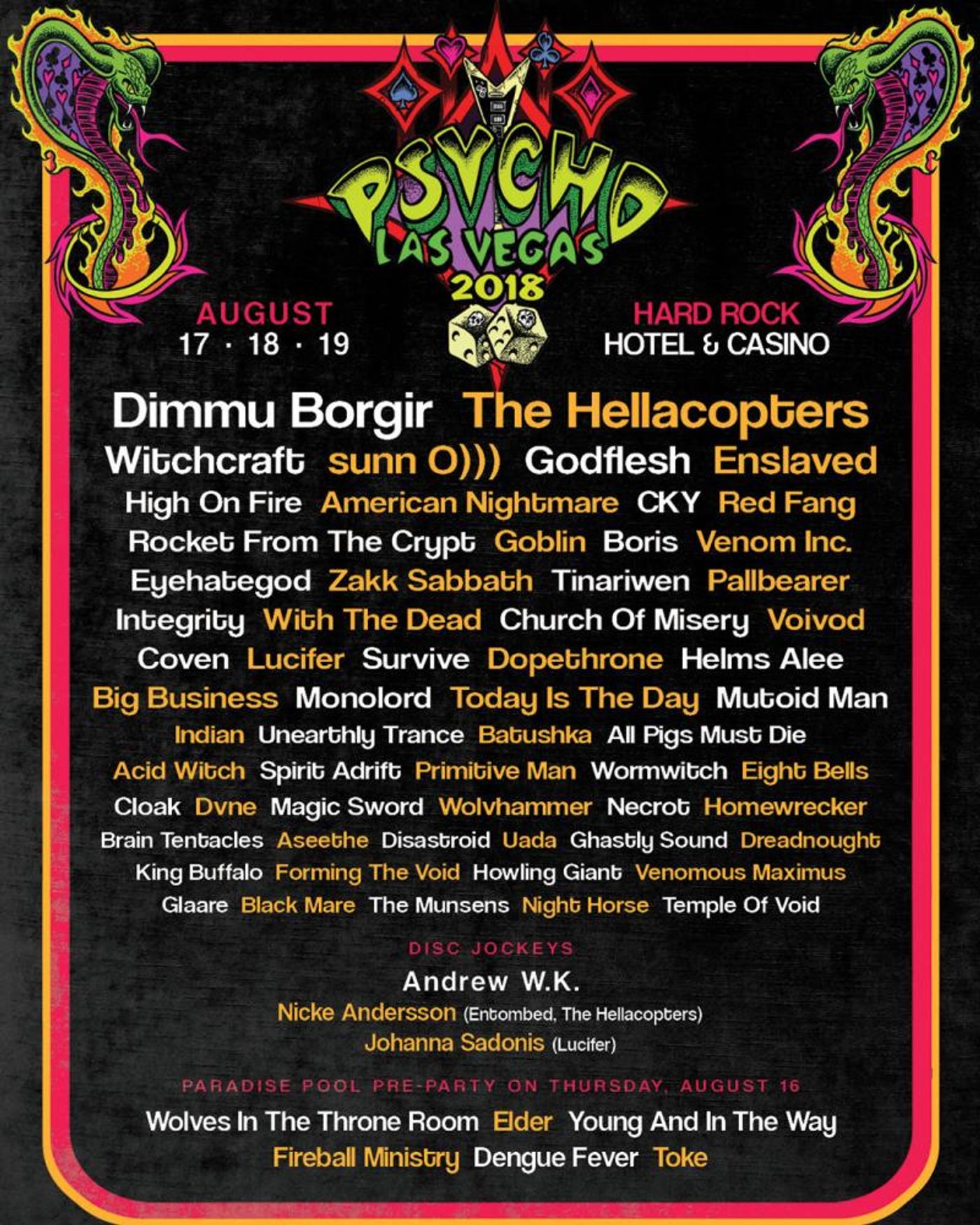 PSYCHO LAS VEGAS To Return to Vegas Hard Rock Hotel & Casino, Announces Full 2018 Lineup  Image