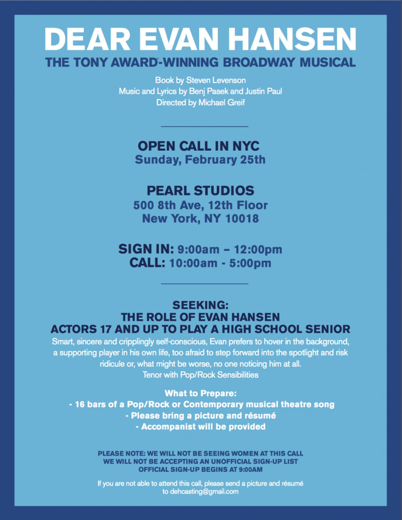 DEAR EVAN HANSEN Will Hold NYC Open Casting Call This Weekend! DEAR EVAN HANSEN Will Hold NYC Open Casting Call This Weekend! Image